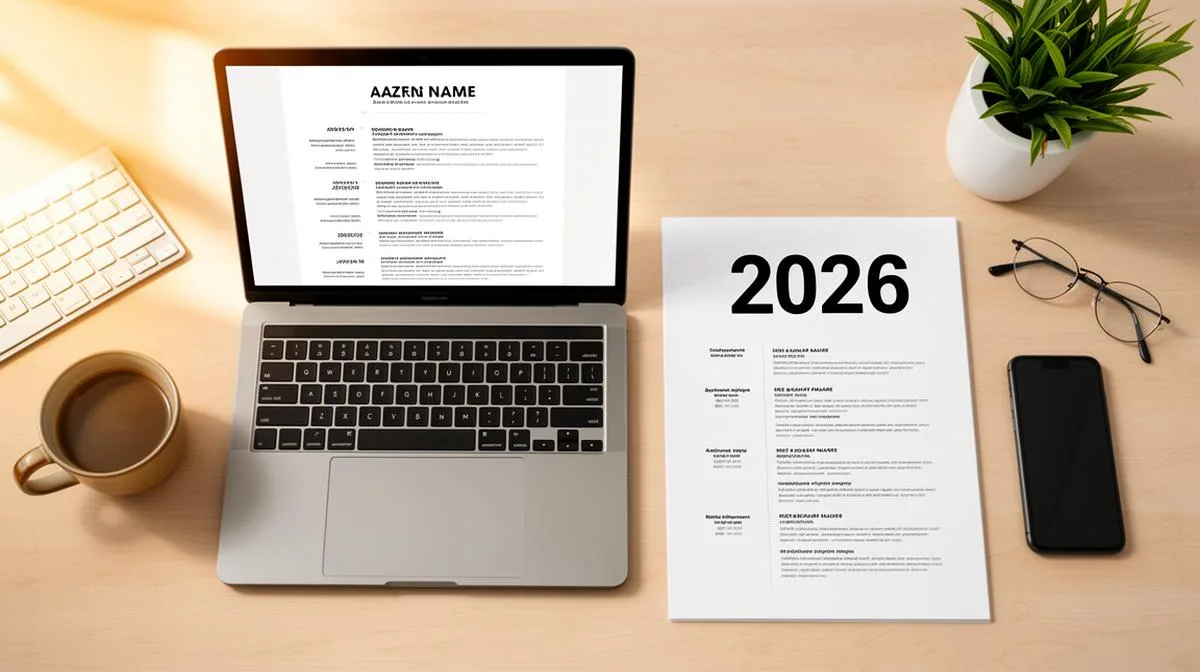 Modernt CV på skrivbord med laptop