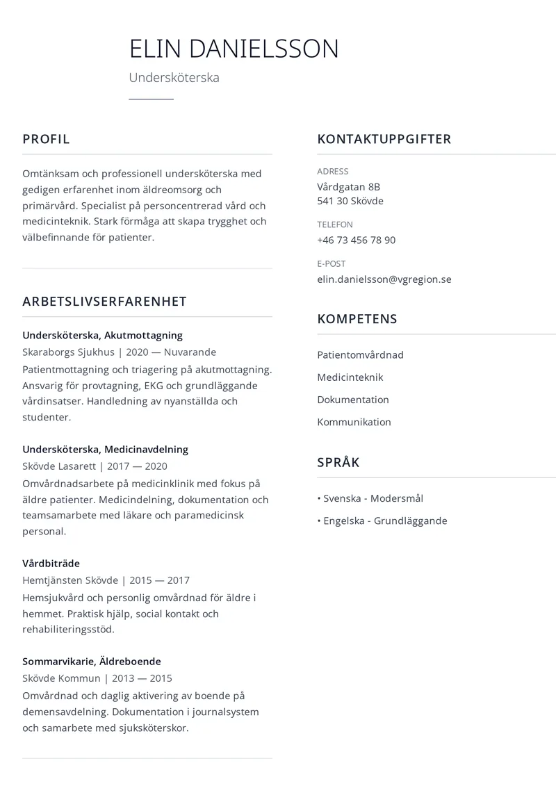 Allsidig cv-mall som passar flera yrken