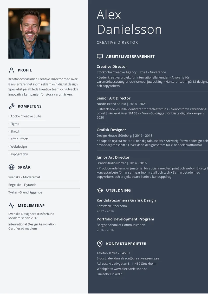 Balanserad cv-mall med jämn layout