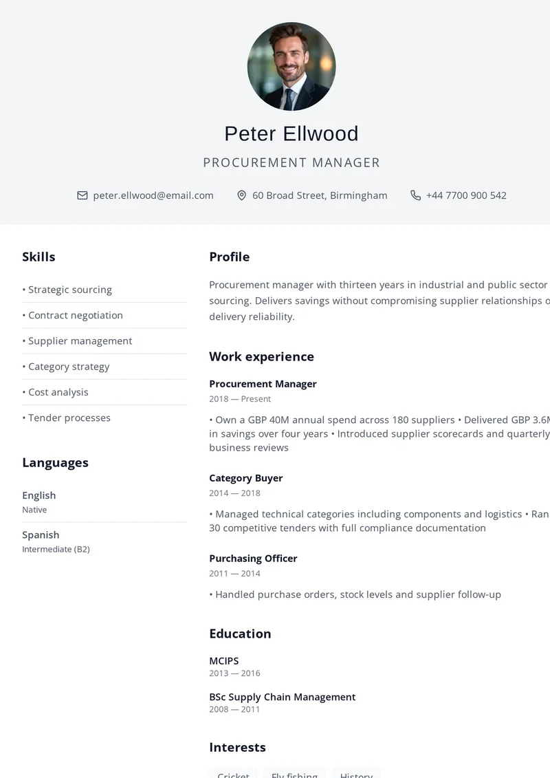 Cv mall på engelska: Kraftfull med rubrikerna Work Experience, Education och Skills