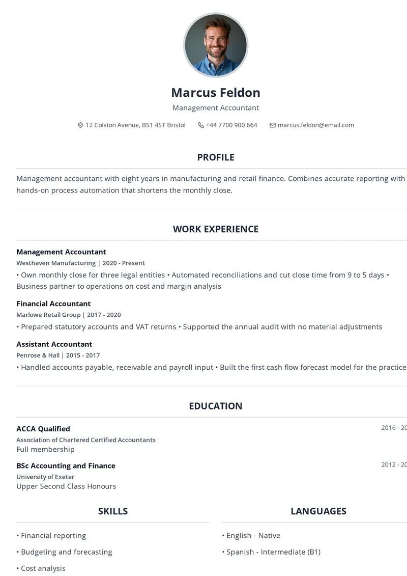 Cv mall på engelska: Teknisk med rubrikerna Work Experience, Education och Skills