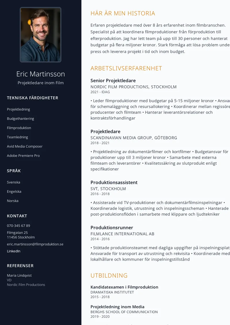 Kreativ cv-mall med visuell accent