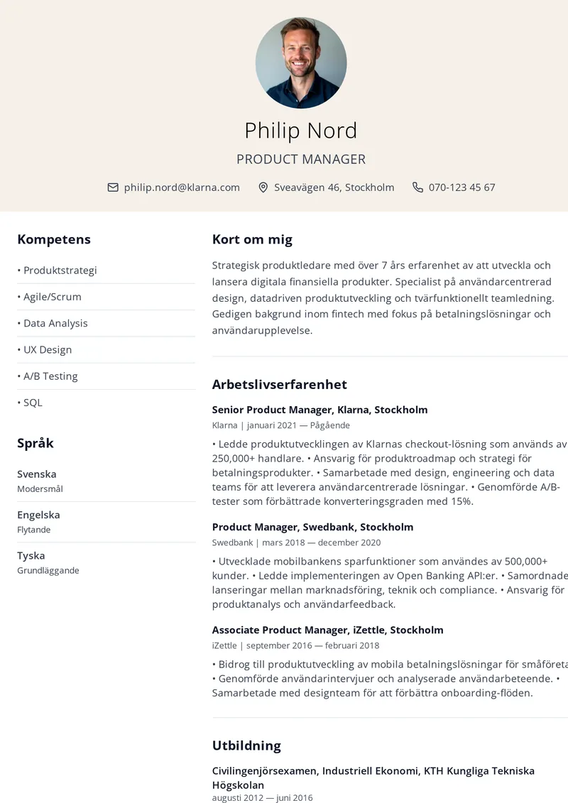 Livfull cv-mall med färgglad design