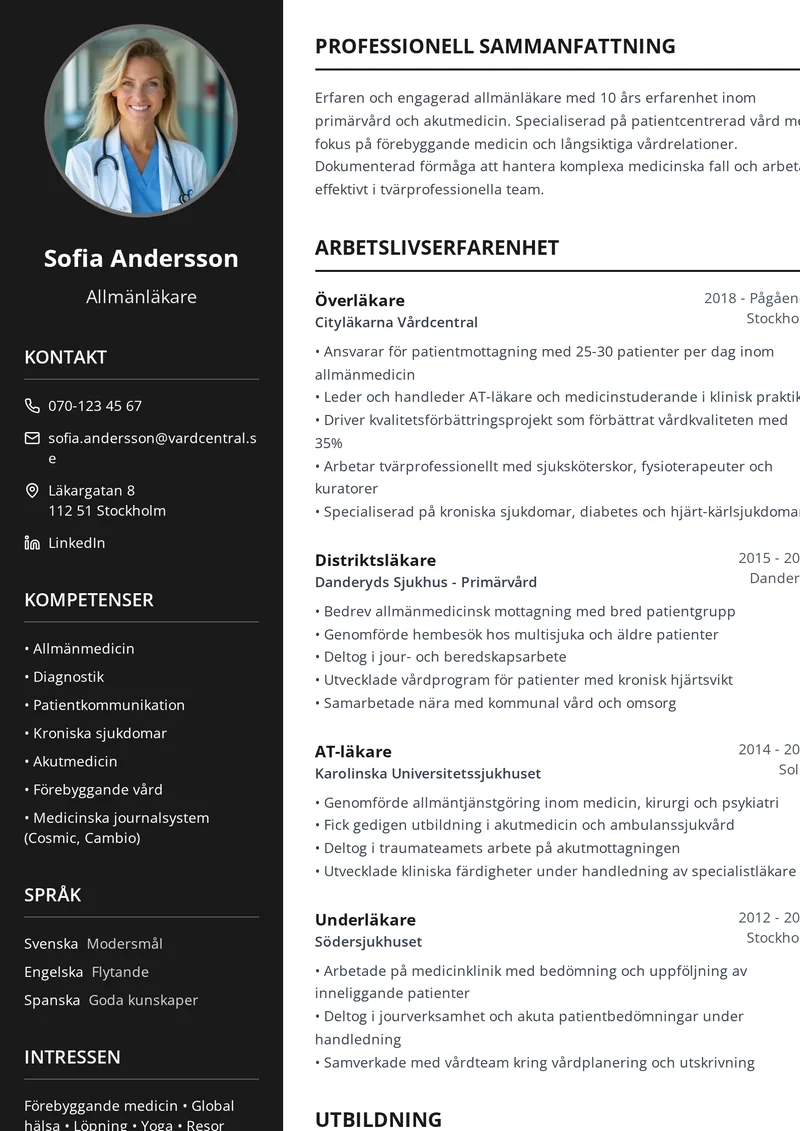 Sofistikerad cv-mall med elegant typografi