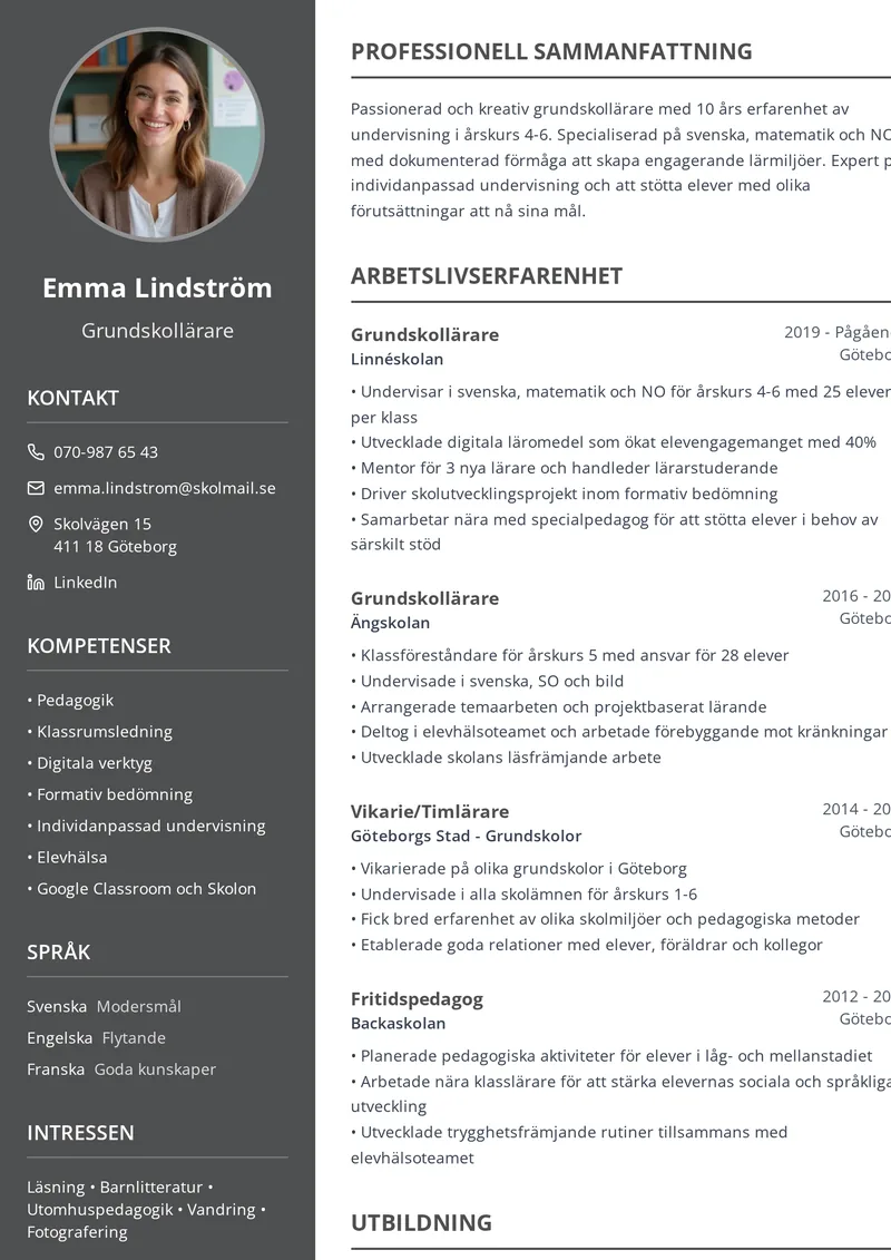 CV-mall Varm – stilsäker design i varma gråtoner
