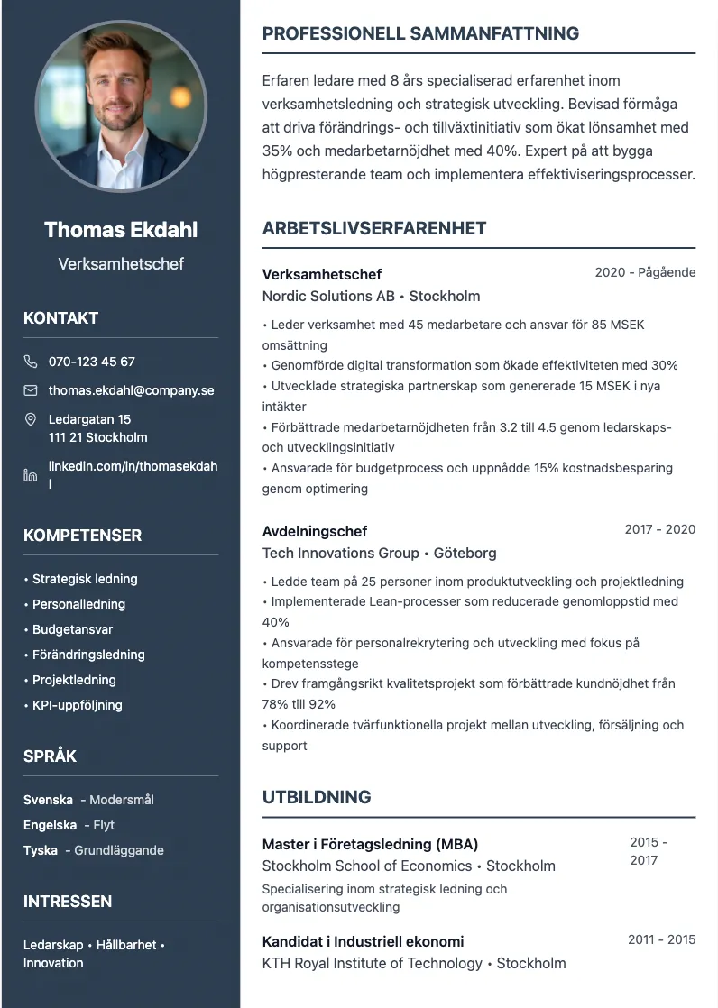 Gratis cv-mall med modern design och professionell layout