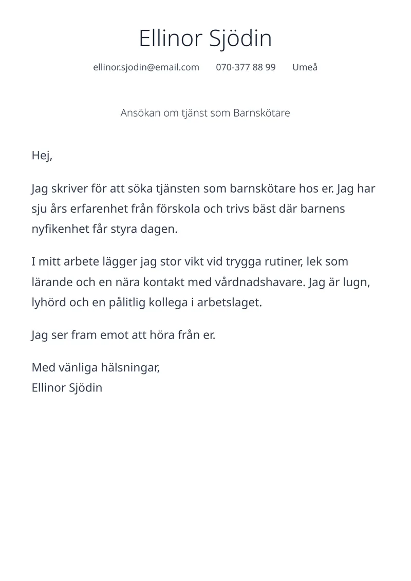 Personligt brev mall Luftig - färdig mall att fylla i