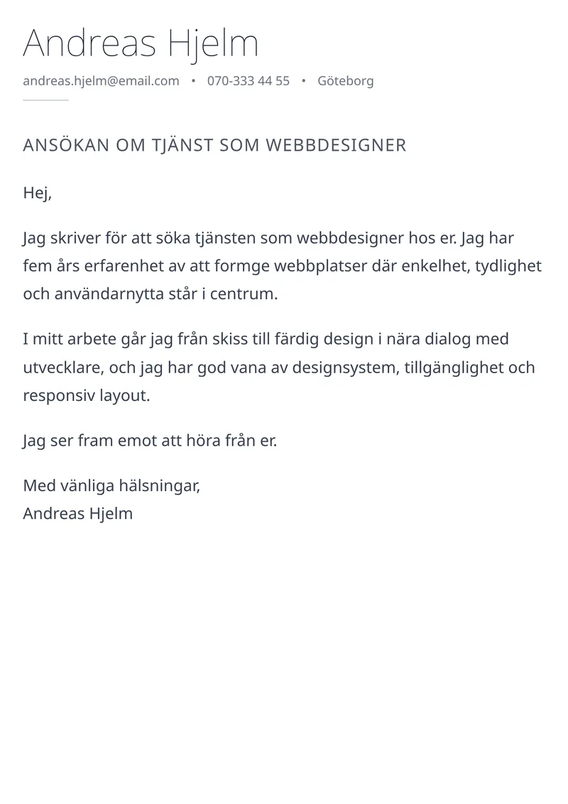 Personligt brev mall Minimal - färdig mall att fylla i